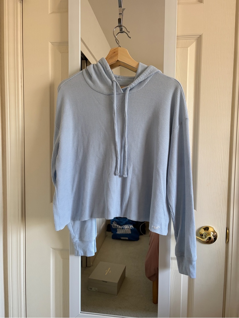 Hollister waffle knit long sleeve pullover S Blue